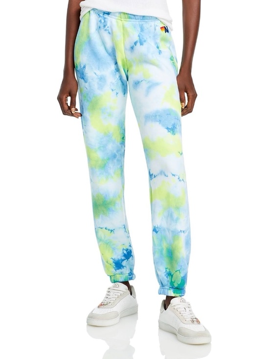 Aviator Nation Pants - Aviator Nation - Hand Dyed Women's Sweatpant in Tie Dye Neon Yellow - Small